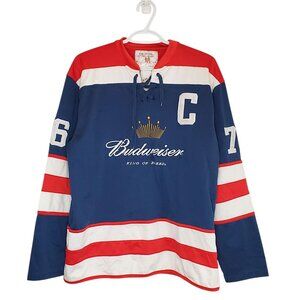 Vintage 90s Budweiser jersey style sweatshirt blue size m